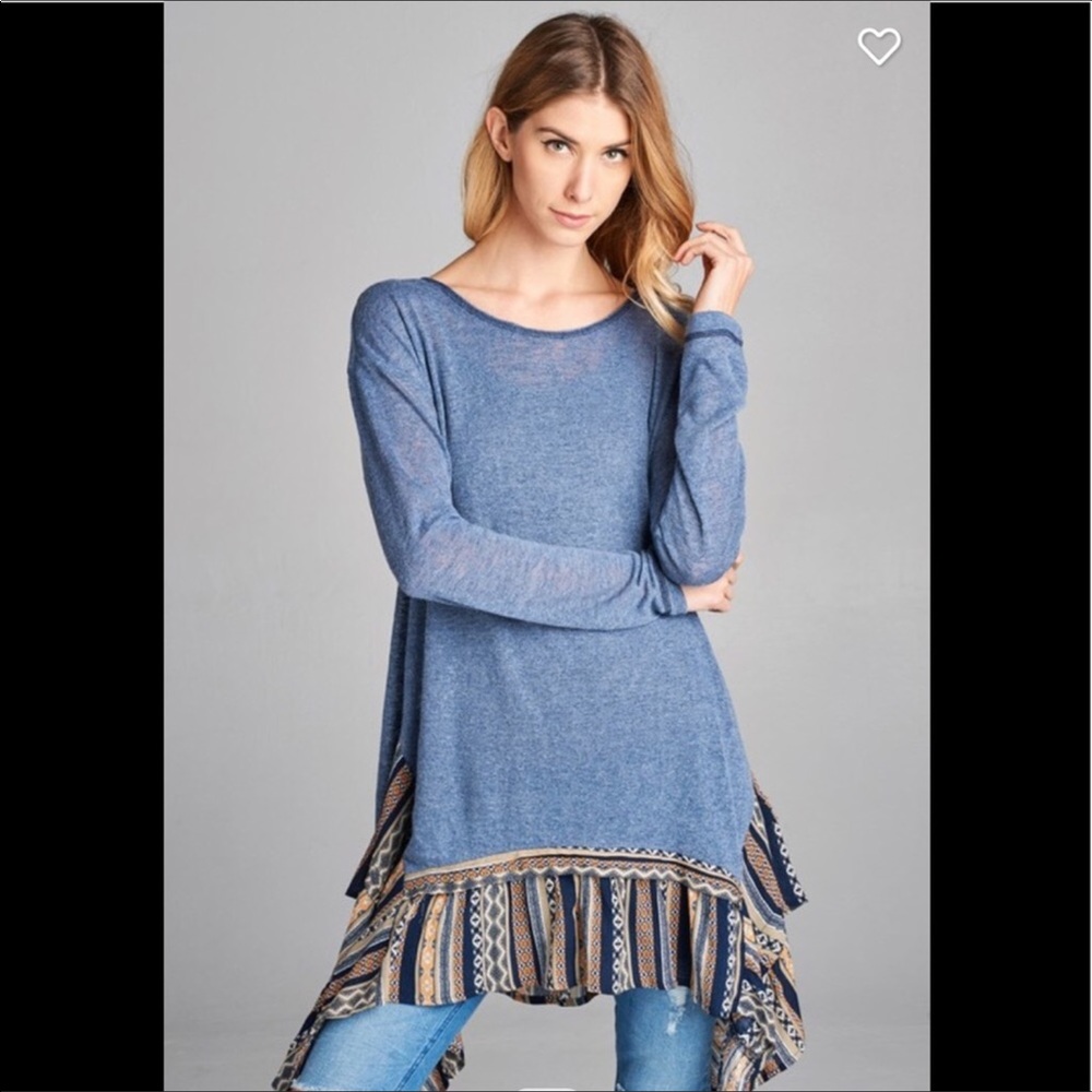 ☄️Boho tribal shark bite hem top - Picture 2 of 6